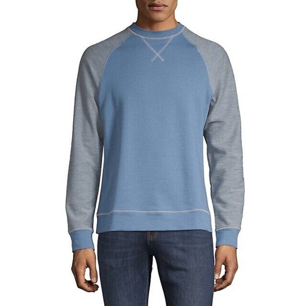 Highline Collective Men's Colourblock Sweater In Blue Indigo Grey Size M $69